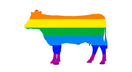 colorful rainbow cow silhouette for lgbtq pride month supportの素材