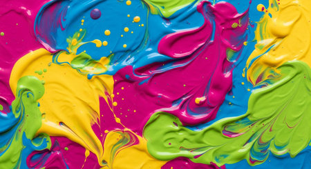 Colorful paint splashing on a white background. Colorful backgroundの素材