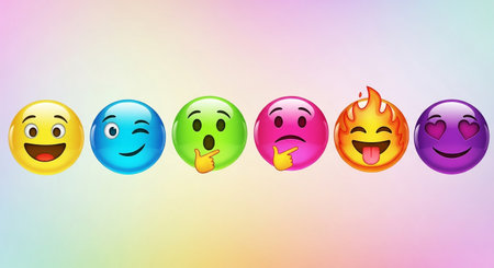 a set of emojis showing different expressions like happy sad and love emotionsの素材