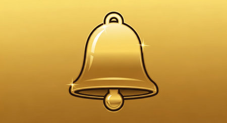 Illustration of a golden christmas bell on a golden background.の素材