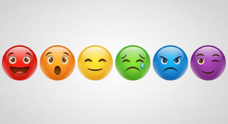 Emoticon with different emotions on white background. Vector illustration.の素材