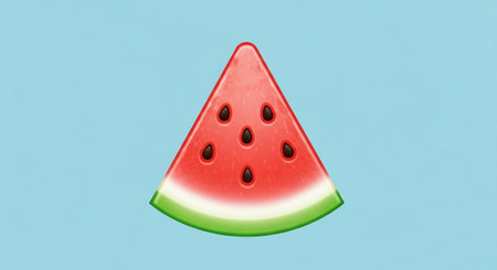 Watermelon slice on blue background. 3d illustration. Minimal concept.の素材