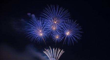 Colorful firework display for celebration happy new year and merry christmasの素材