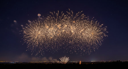 Colorful fireworks of various colors over night sky. Big fireworkの素材