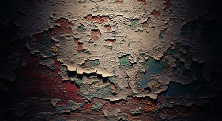 Old grunge textured wall with peeling paint. Abstract background.の素材