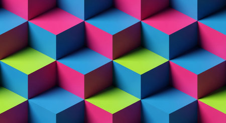 3d render, abstract geometric background, colorful cubes, seamless patternの素材