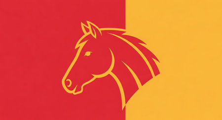 Horse logo on the background of the flag of the country.の素材