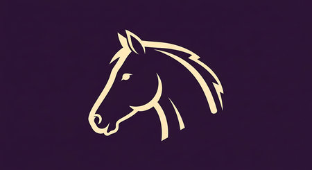 Horse head logo design on dark purple background. Vector illustration.の素材
