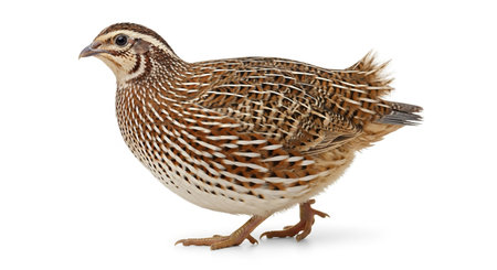 White-necked Quail, Gallus gallus, in front of a white backgroundの素材