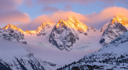 Mountain landscape at sunset. Panoramic view of the mountainsの素材