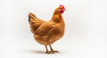 chicken isolated on white background, studio shot, free space for textの素材