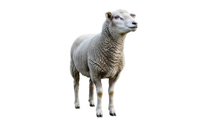 Sheep isolated on white background with clipping path. Farm animal.の素材