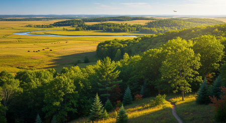 Beautiful summer landscape. View from the top of the hill.の素材