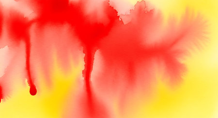 Abstract red and yellow watercolor for background. Digital art painting.の素材