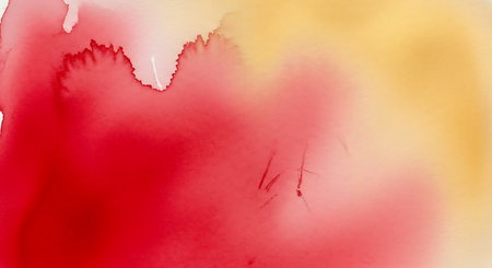 Abstract red and yellow watercolor hand painted background for your design.の素材