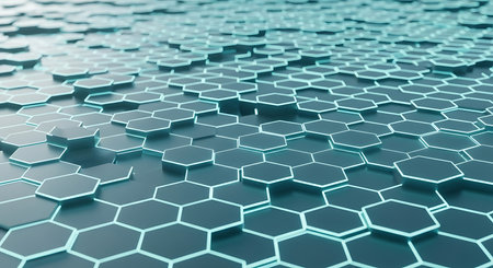 A blue hexagon pattern background for technology wallpaper and graphic design art projects use this nowの素材