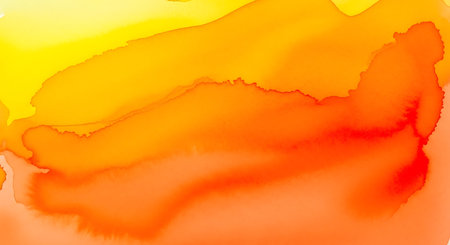A vibrant watercolor background featuring a blend of yellow, orange, and red hues in an abstract style.の素材