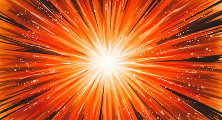 a vibrant orange burst background with a bright light effect, creating a dynamic and abstract designの素材