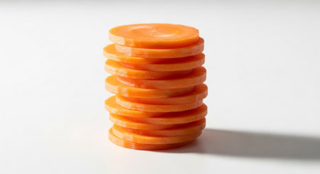 Sliced carrot on a white background. Selective focus.の素材
