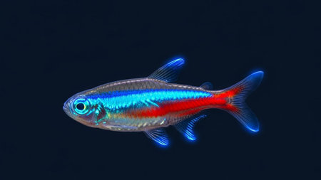 Siamese tetra fish isolated on black background, close upの素材