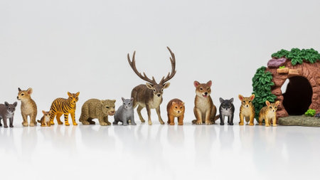 group of animals in animal shelter on white background, animal protection conceptの素材