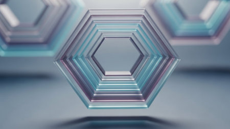 Abstract 3d rendering of hexagons. Futuristic background with hexagons.の素材