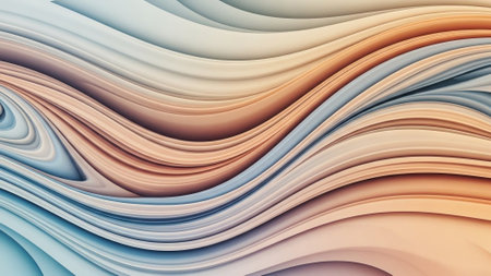 abstract background with smooth wavy lines in orange and blue colorsの素材