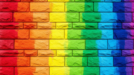 Colorful brick wall background. Colorful brick wall texture background.の素材