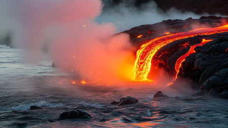 Kilauea Volcano in Hawaii, Big Island, USA.の素材