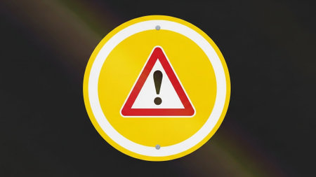 Warning sign with exclamation mark on a black background. 3d renderingの素材