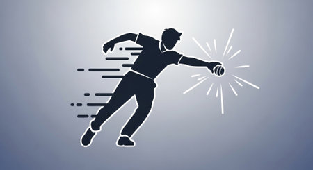 Silhouette of a baseball player in action. Vector illustration.の素材