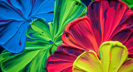 abstract background of multicolored paint in the form of a flowerの素材