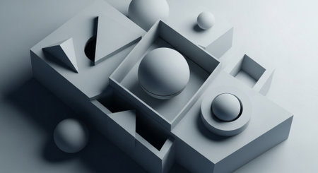 Abstract 3d rendering of geometric shapes. Futuristic background design.の素材