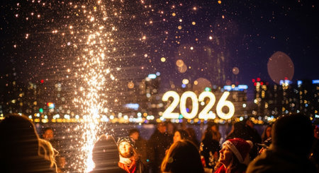 Unidentified people on the background of the New Year's Eve in Moscow.の素材
