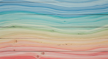 Colorful wood texture background. Wooden planks painted in pastel colors.の素材