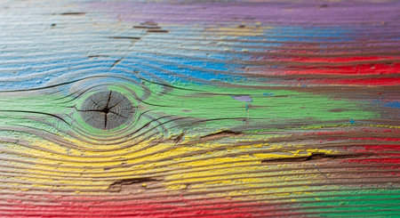 Colorful background painted with oil paints on a wooden board. Macroの素材