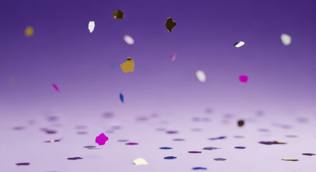 Confetti in the air on a purple background. 3d renderingの素材