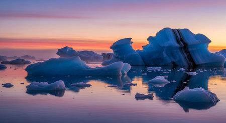 Icebergs in Jokulsarlon glacial lagoon, Icelandの素材