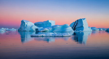 Icebergs in the Glacier Lagoon, Ilulissat, Greenlandの素材