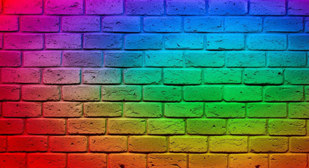 Rainbow brick wall texture background. Rainbow brick wall texture background.の素材