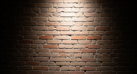 Background image of brick wall illuminated by spotlights. Abstract background.の素材