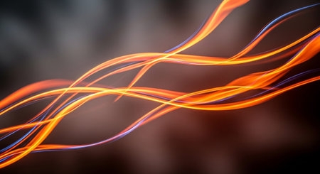 abstract orange background with smooth lines and bokeh effect.の素材