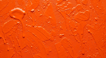 Orange paint on the wall as an abstract background. Close-up.の素材