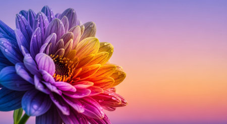 beautiful chrysanthemum on the background of the sunsetの素材