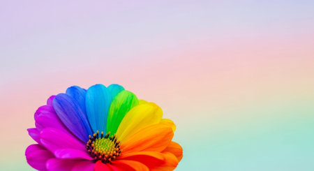 Colorful daisy flower on gradient background with copy space for textの素材