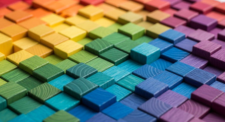 Colorful wooden blocks as a background, close-up, macroの素材
