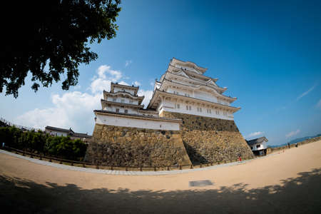 Himeji Castle in fisheye viewのeditorial素材