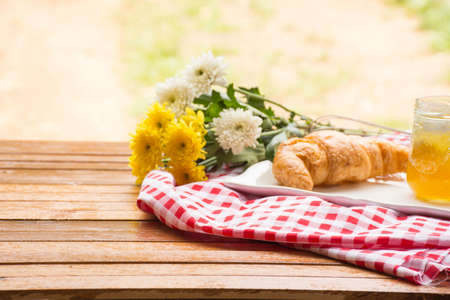 Bakery and Equipment on wooden background.outdoor.Background for hobby or make bakery.Background for activity holiday or food.の写真素材
