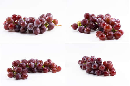 Set red grape isolated on white background.Fruit for health and raw of dietary supplement.