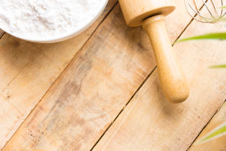 Equipment baking  or background cooking and raw food or dessert.Top viewの写真素材